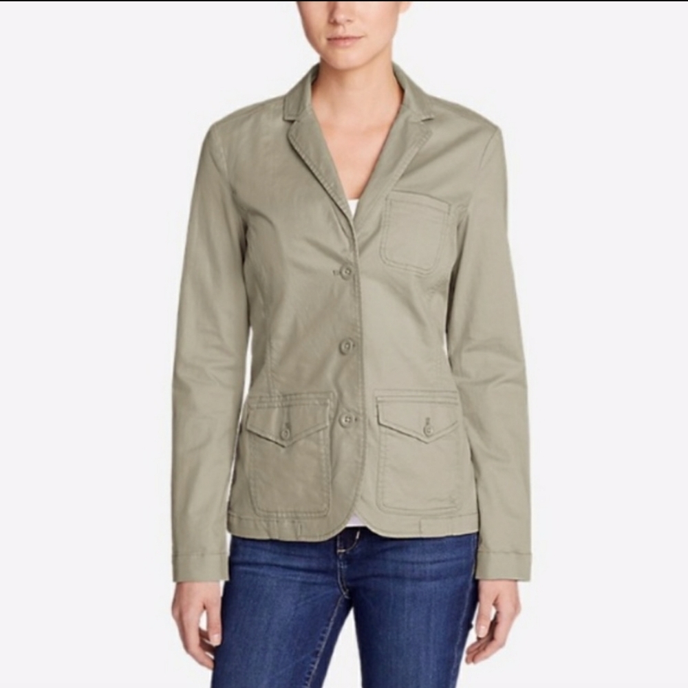 Eddie Bauer khaki tan button up Jacket size 10